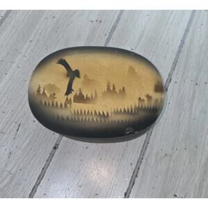 Trinket Box Hand Painted Desert Scene Eagle Native American Southwest Pottery